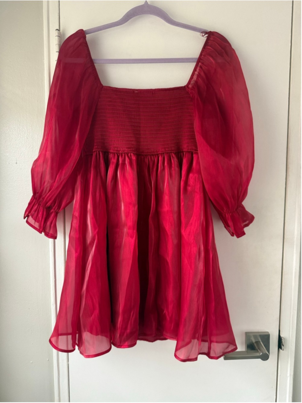Thirty Thirty LA Chiffon Babydoll Dress Red Mini Medium Sexy Chic Shiny Red $69 - Picture 2 of 10